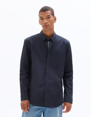Chemise regular col américain 100% coton - bleu