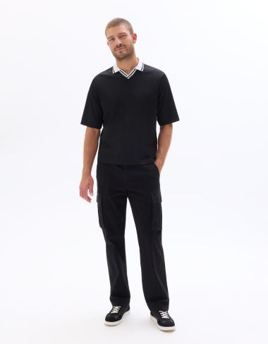 Polo boxy esprit foot - noir
