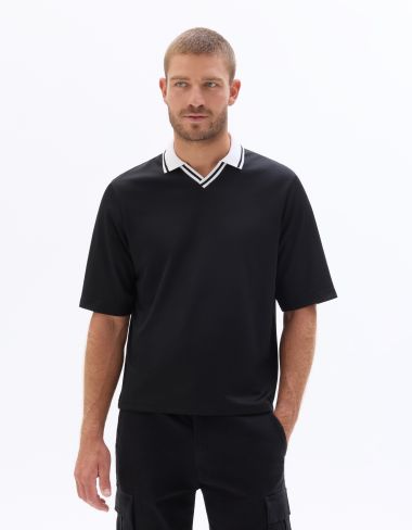 Polo boxy esprit foot - noir
