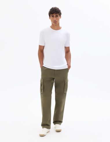 T-shirt regular col rond en jersey glacé - blanc