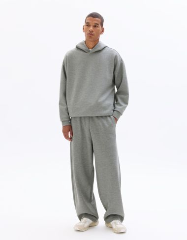 Jogging loose en maille interlock - gris moyen