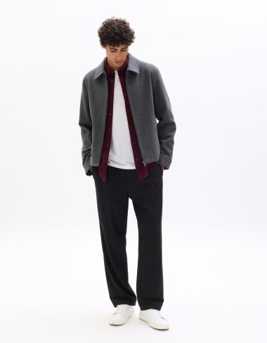 Veste Woolness en laine mélangée col chemise - gris