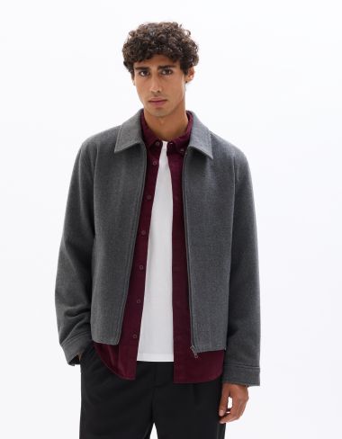 Veste Woolness en laine mélangée col chemise - gris