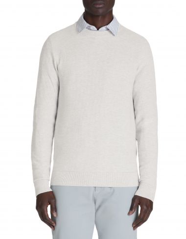 Pull à col rond en coton - gris chiné