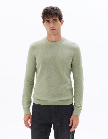 K.01 Pull col rond 100% coton - vert