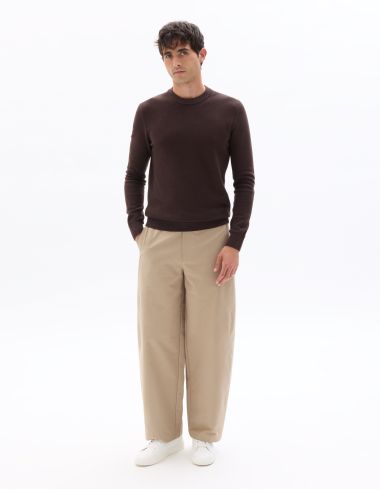 K.01 Pull col rond 100% coton - marron