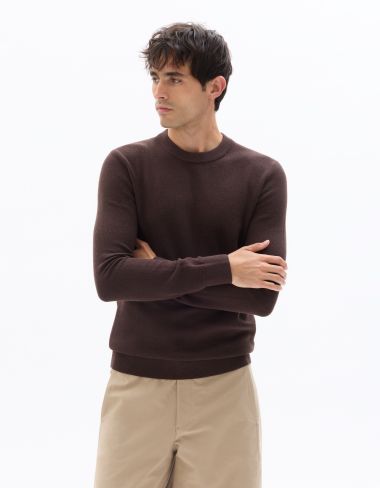 K.01 Pull col rond 100% coton - marron
