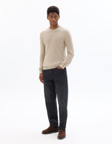 K.01 Pull col rond 100% coton - beige