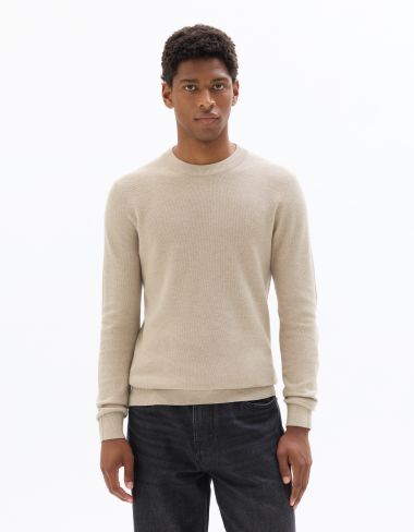 K.01 Pull col rond 100% coton - beige