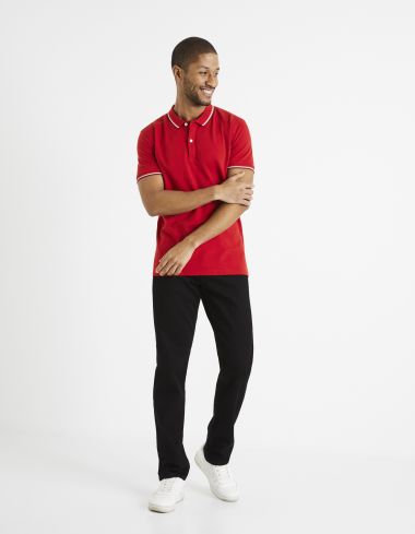 Polo piqué en coton elasthanne - rouge