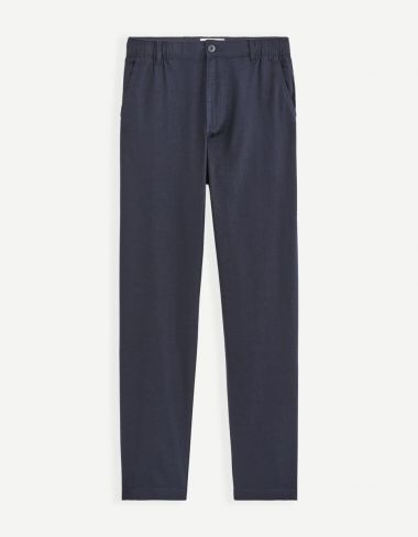 Pantalon straight en mélangé lin/coton
