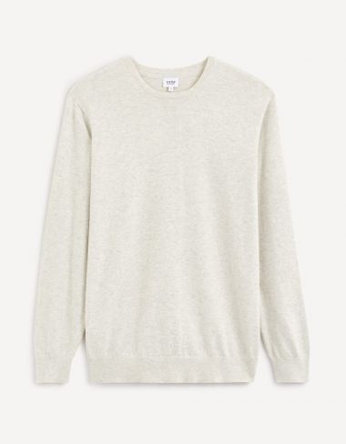 pull col rond 100% coton  - blanc