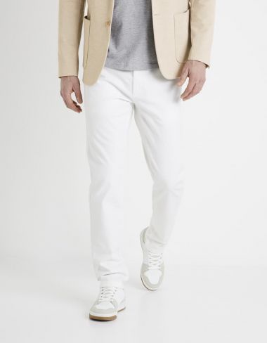 Pantalon chino slim twill stretch - blanc