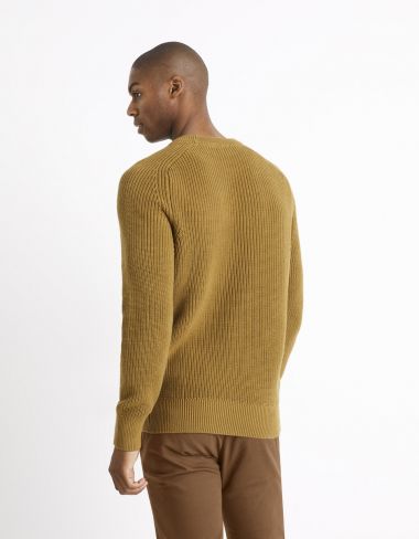 Pull col rond 100% coton - camel