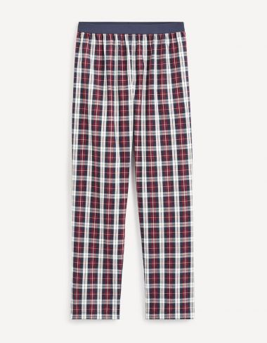 Pyjama manches longues et pantalon à carreaux - marine
