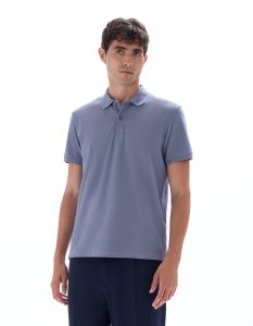Polo piqué regular 100% coton - bleu moyen
