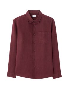 Chemise regular 100% lin - bordeaux