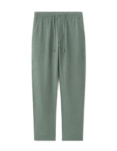 Pantalon straight 100% lin - vert moyen