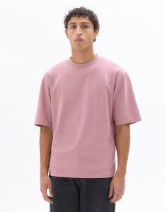 T-shirt oversize col rond - rose