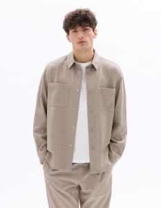 Surchemise texturée 2 poches - taupe