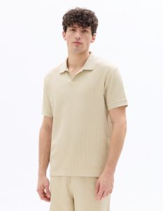 Polo regular en maille côtelé 100% coton - beige clair