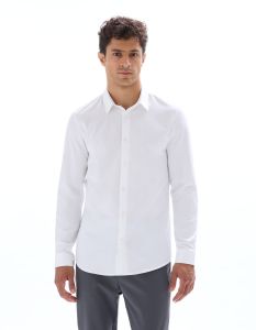 Chemise slim dobby 100% coton - blanc