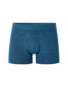 Boxer à motifs vagues en coton stretch - bleu