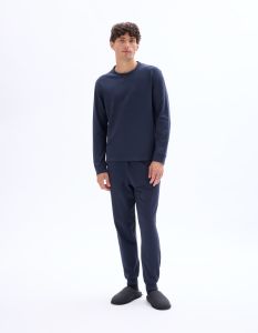 Pyjama haut et pantalon en coton stretch - bleu marine