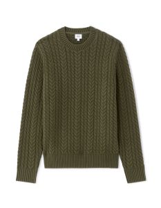 Pull torsadé col rond en coton mélangé - Kaki