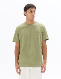 T-shirt boxy coton stretch avec poche  - vert