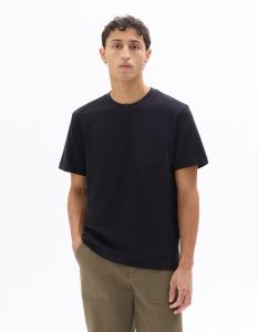 T-shirt boxy coton stretch avec poche - noir