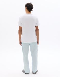 Pyjama t-shirt et pantalon rayé 100% coton - bleu clair