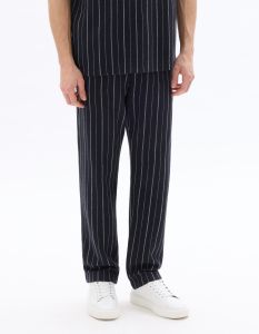 Pantalon straight rayé - marine