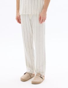 Pantalon straight rayé - écru