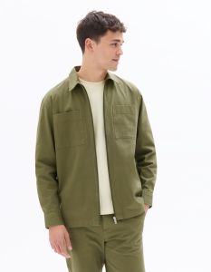 Surchemise overshirt zippée unie - vert