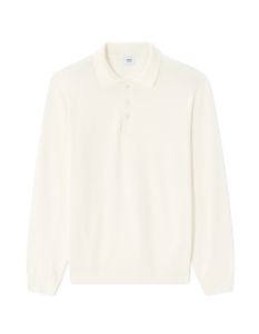 Pull regular col polo - blanc