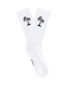Chaussettes hautes motif palmier - blanche