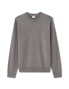 Pull col rond uni en maille fine - gris
