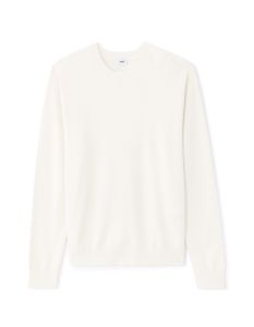 Pull col rond uni en maille fine - blanc