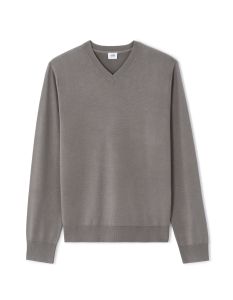 Pull Col V unie en maille fine - noir