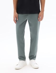 Pantalon chino slim en maille - vert