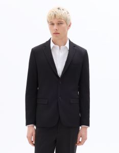 Blazer slim en maille - noir