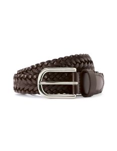 Ceinture tressée en cuir - marron foncé