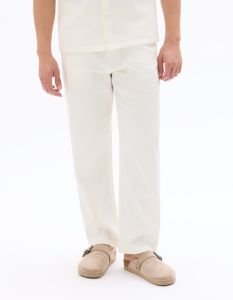 Pantalon straight 100% coton effet nid d'abeille - beige