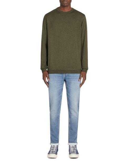 Sweat col rond 100% coton - kaki
