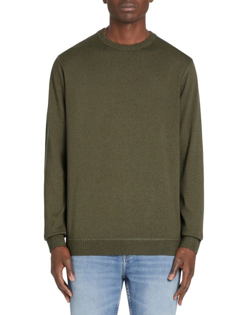 Sweat col rond 100% coton - kaki
