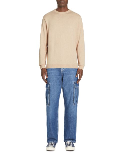 Sweat col rond 100% coton - beige