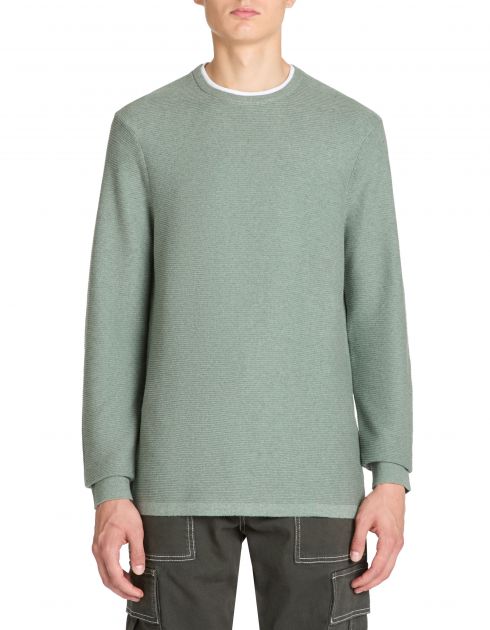 Pull col rond 100% coton - vert