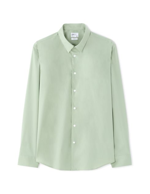 Chemise slim en coton stretch - sauge