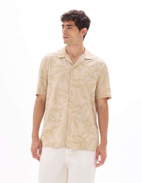 Chemisette regular imprimé palmier - beige